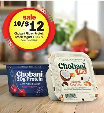 Meijer Chobani Flip or Protein Greek Yogurt offer