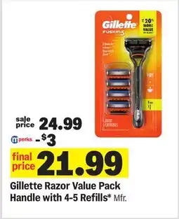 Meijer Gillette Razor Value Pack Handle with 4-5 Refills offer