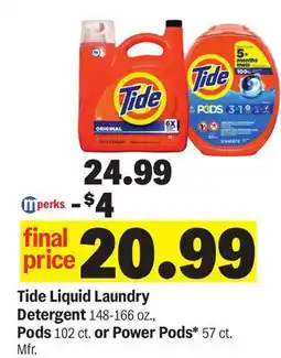 Meijer Tide Liquid Laundry Detergent, 148-166 oz., Pods 102 ct. or Power Pods* 57 ct offer