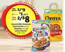 Meijer General Mills Cinnamon Toast Crunch 18.8 oz., Cheerios 18 oz. or Lucky Charms 18.8 oz. box offer