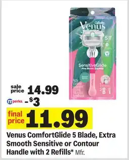 Meijer Venus ComfortGlide 5 Blade, Extra Smooth Sensitive or Contour Handle with 2 Refills offer