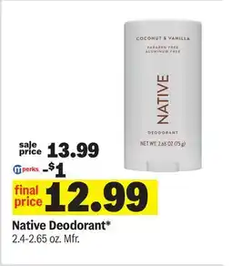 Meijer Native Deodorant offer