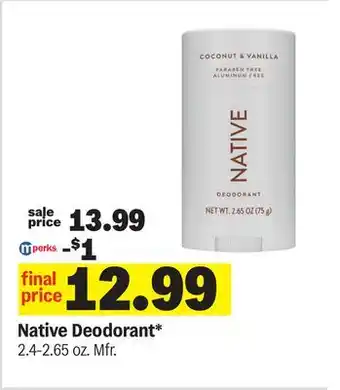 Meijer Native Deodorant offer