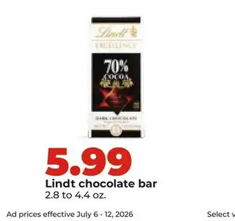 Hy-Vee Lindt chocolate bar offer