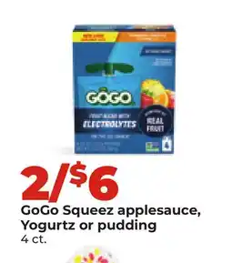 Hy-Vee GoGo Squeez applesauce, Yogurtz or pudding offer