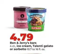 Hy-Vee Ben & Jerry's bars 4 ct., ice cream, Talenti gelato or sorbetto 10.7 to 16 fl. oz offer