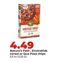 Hy-Vee Nature's Path , EnviroKids cereal or Que Pasa chips offer