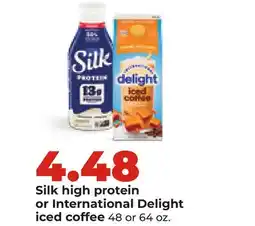 Hy-Vee Silk high protein or International Delight iced coffee offer