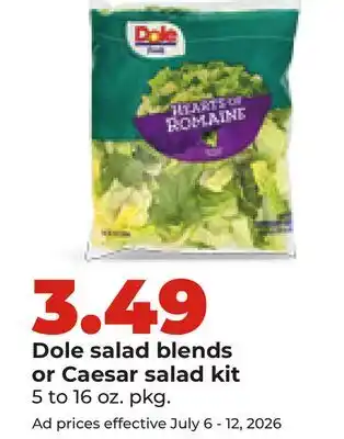 Hy-Vee Dole salad blends or Caesar salad kit offer