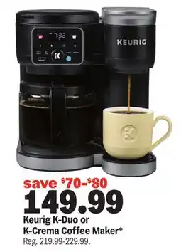 Meijer Keurig K-Duo or K-Crema Coffee Maker offer