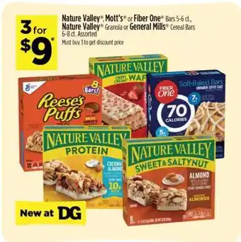 Dollar General Nature Valley, Mott's or Fiber One Bars offer