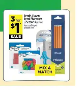 Dollar General Pencils, Erasers, Pencil Sharpener or Scissors offer