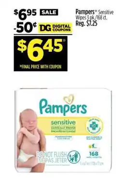 Dollar General Pampers Sensitive Wipes 3 pk./168 ct offer