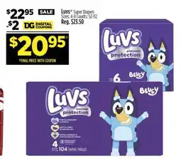 Dollar General Luvs Super Diapers offer
