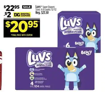 Dollar General Luvs Super Diapers offer