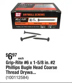 The Home Depot Grip-Rite #6 x 1-5/8 in. #2 Phillips Bugle Head Coarse Thread Drywall Screw 1 lb. Box offer
