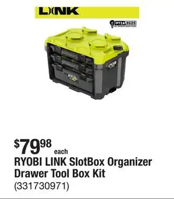 The Home Depot RYOBI LINK SlotBox Organizer Drawer Tool Box Kit offer
