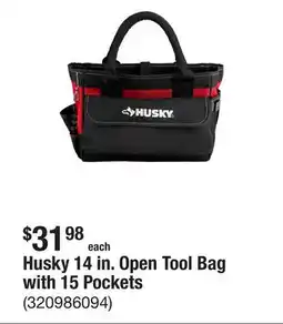 The Home Depot Husky 14 in. Open Tool Bag with 15 Pockets offer