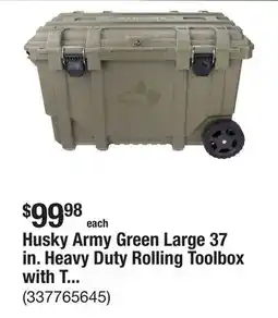 The Home Depot Husky Army Green Large 37 in. Heavy Duty Rolling Toolbox with Tool Tray and Keyed Lock offer
