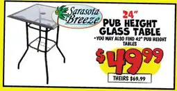 Ollie's Sarasota Breeze 24 PUB HEIGHT GLASS TABLE offer