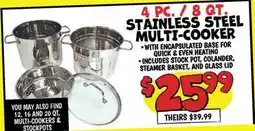 Ollie's 4 PC. / 8 QT. STAINLESS STEEL MULTI-COOKER offer