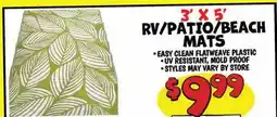 Ollie's 3' x 5' RV/PATIO BEACH MATS offer