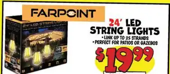Ollie's FARPOINT 24' LED STRING LIGHTS offer