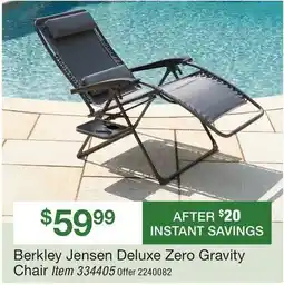 BJ’s Berkley Jensen Deluxe Zero Gravity Chair offer