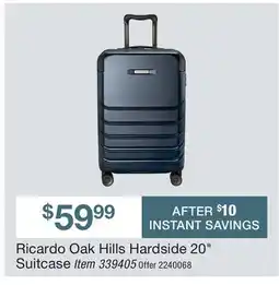 BJ’s Ricardo Oak Hills Hardside 20 Suitcase offer