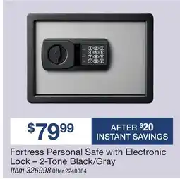 BJ’s Fortress Personal Safe with Electronic Lock – 2-Tone Black/Gray offer