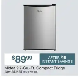 BJ’s Midea 2.7-Cu.-Ft. Compact Fridge offer