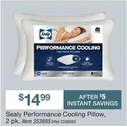 BJ’s Sealy Performance Cooling Pillow, 2 pk offer
