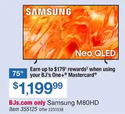 BJ’s Samsung 75 QN70 M80 Smart TV's offer