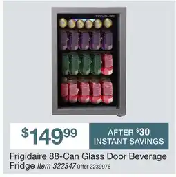 BJ’s Frigidaire 88-Can Glass Door Beverage Fridge offer