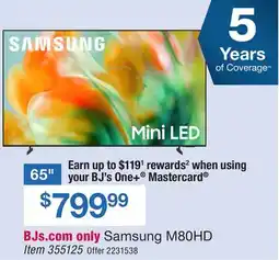 BJ’s Samsung 65 M80HD Smart TVs offer