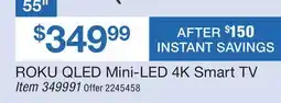 BJ’s ROKU QLED Mini-LED 4K Smart TV Item offer