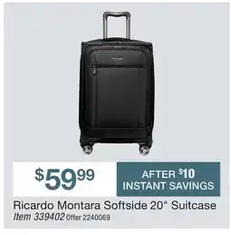 BJ’s Ricardo Montara Softside 20 Suitcase offer