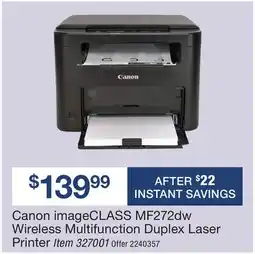 BJ’s Canon imageCLASS MF272dw Wireless Multifunction Duplex Laser Printer offer