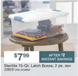 BJ’s Sterilite 15-Qt. Latch Boxes, 2 pk offer