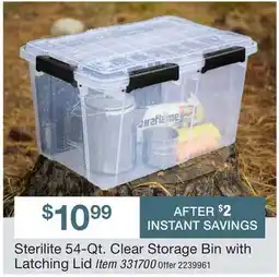 BJ’s Sterilite 54-Qt. Clear Storage Bin with Latching Lid offer