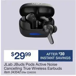 BJ’s JLab JBuds Pods Active Noise Cancelling True Wireless Earbuds offer