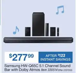 BJ’s Samsung HW-Q65C 5.1 Channel Sound Bar with Dolby Atmos offer