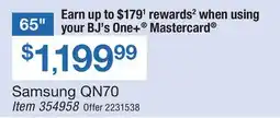 BJ’s Samsung 65 QN70 offer