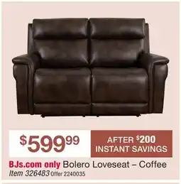 BJ’s Bolero Loveseat – Coffee offer