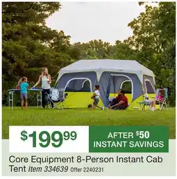 BJ’s Core Equipment 8-Person Instant Cab Tent offer