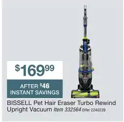 BJ’s BISSELL Pet Hair Eraser Turbo Rewind Upright Vacuum offer