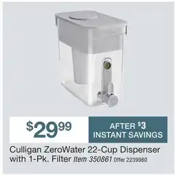 BJ’s Culligan ZeroWater 22-Cup Dispenser with 1-Pk. Filter offer