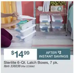 BJ’s Sterilite 6-Qt. Latch Boxes offer
