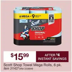 BJ’s Scott Shop Towel Mega Rolls, 6 pk offer