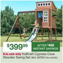 BJ’s KidKraft Cypress Cove Wooden Swing Set offer